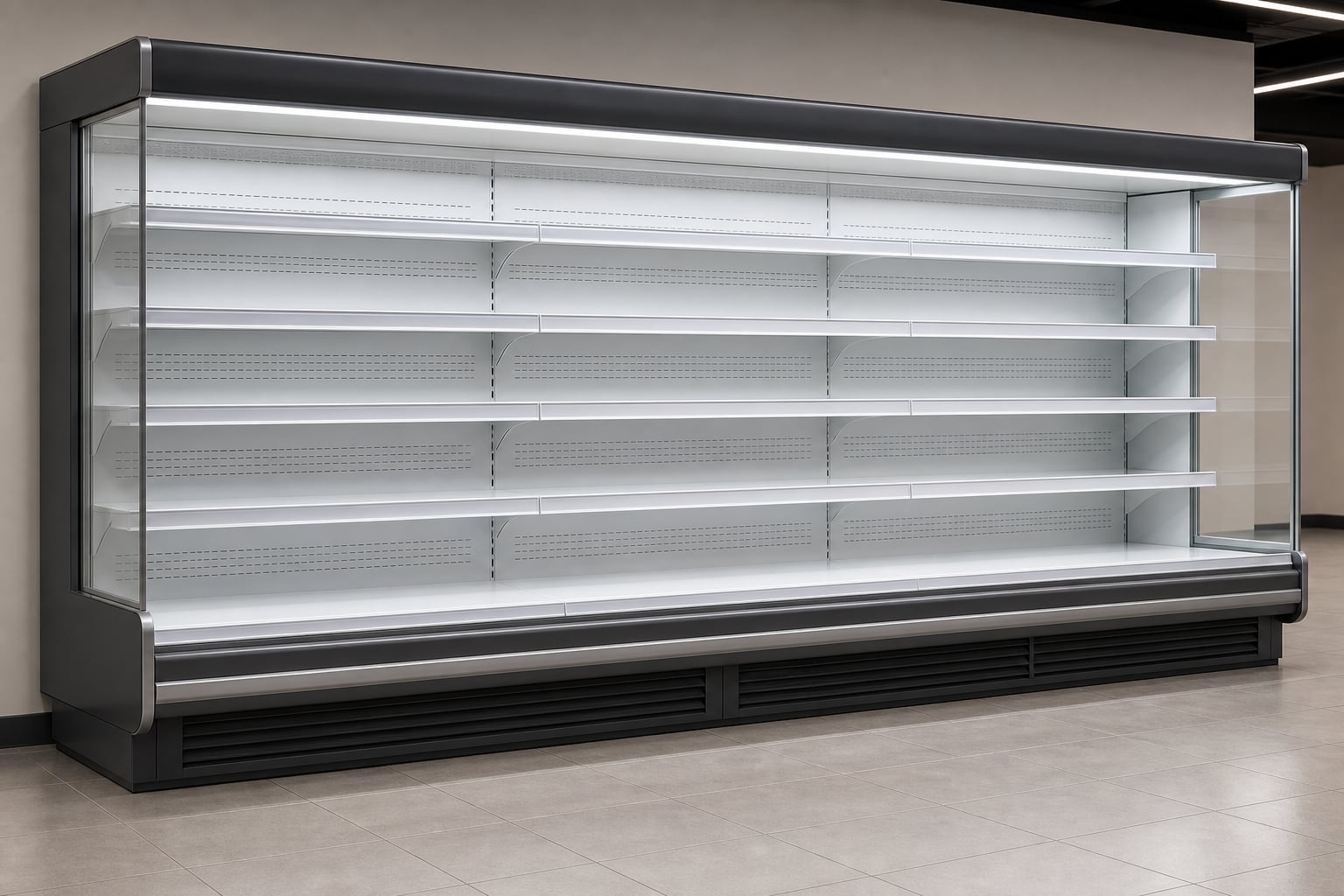 Retail chilled multideck display cabinet without branding