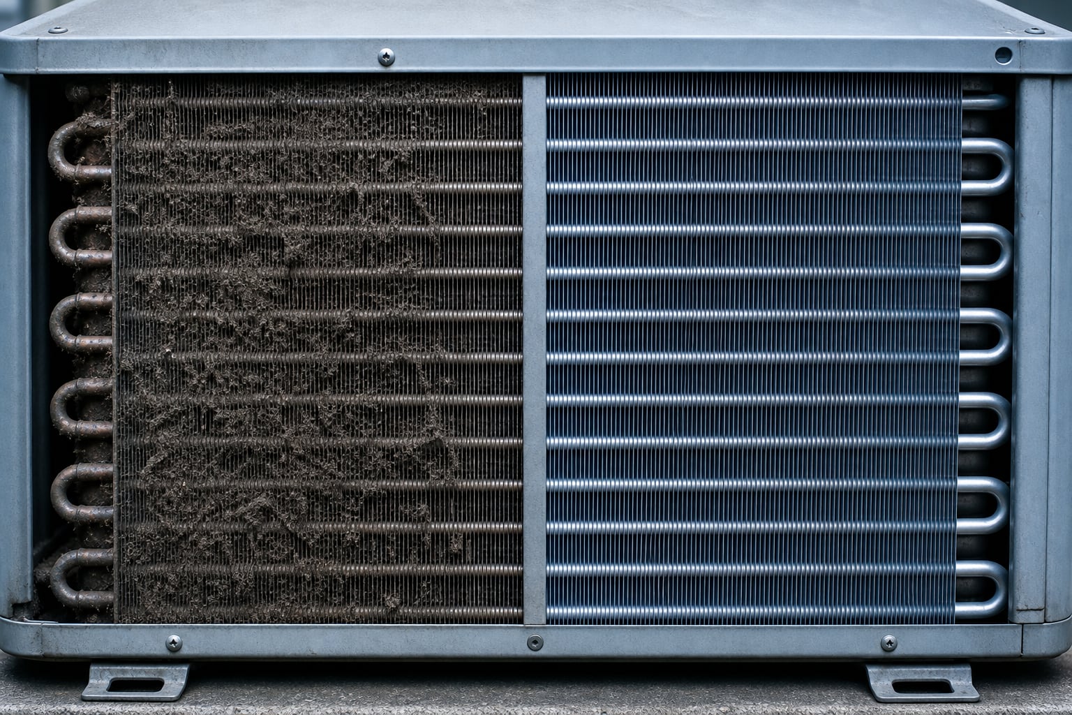 External condenser coils on commercial refrigeration plant