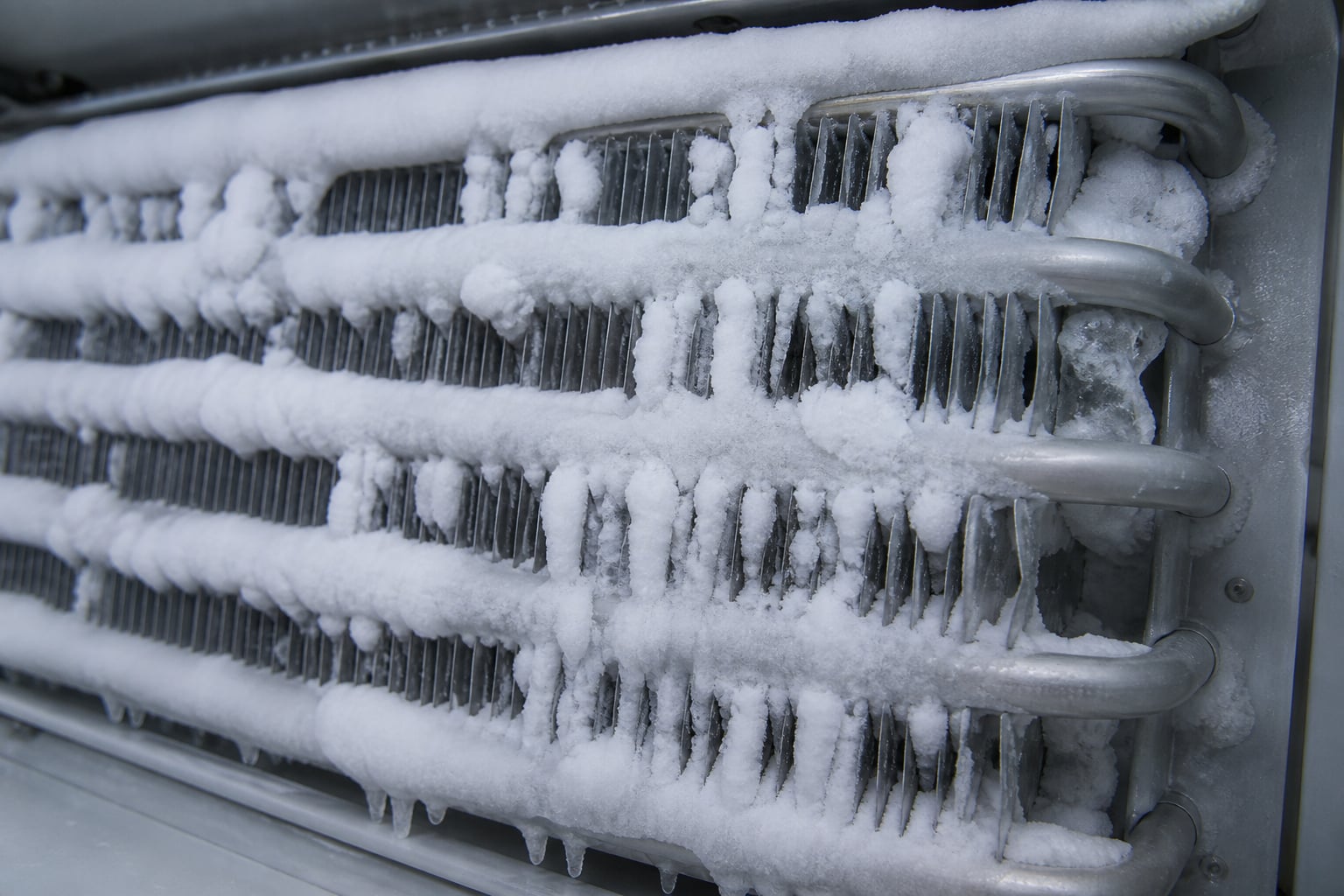 Iced evaporator detail before freezer repair