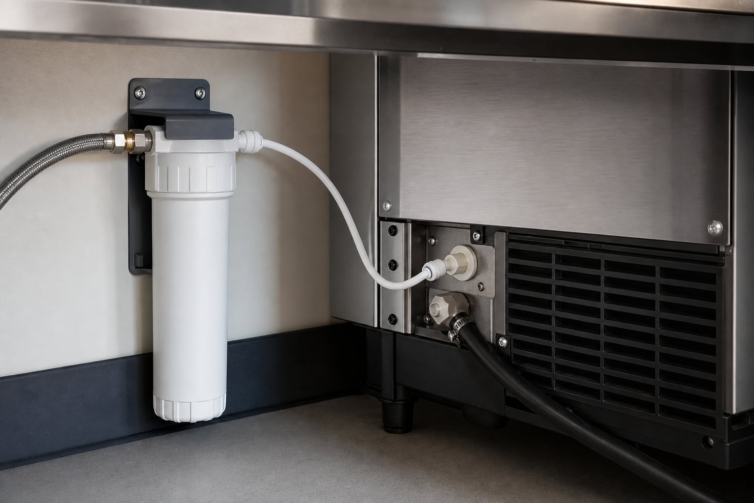Ice machine water filter and service detail