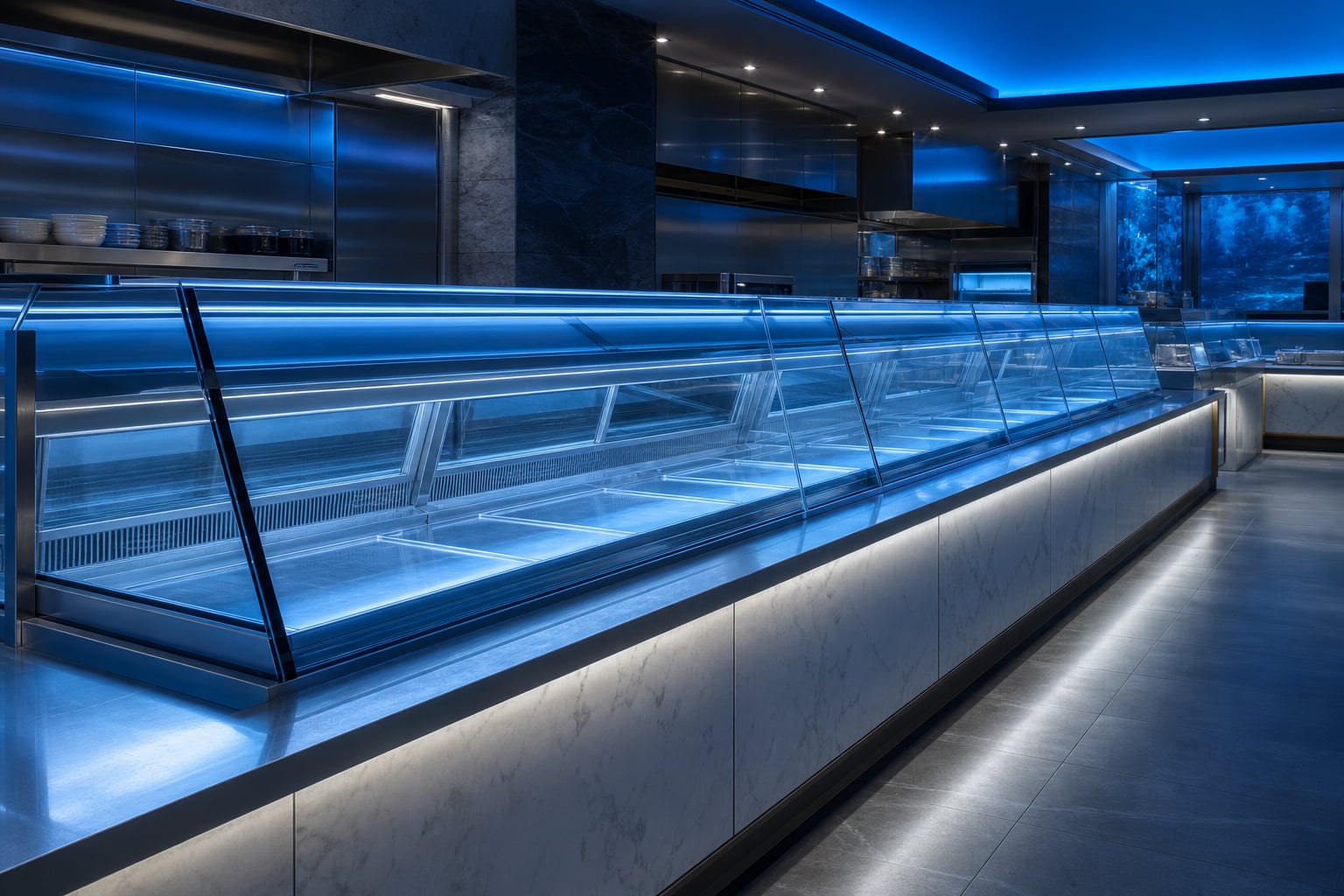 Wide view of Ilfracombe restaurant chilled display
