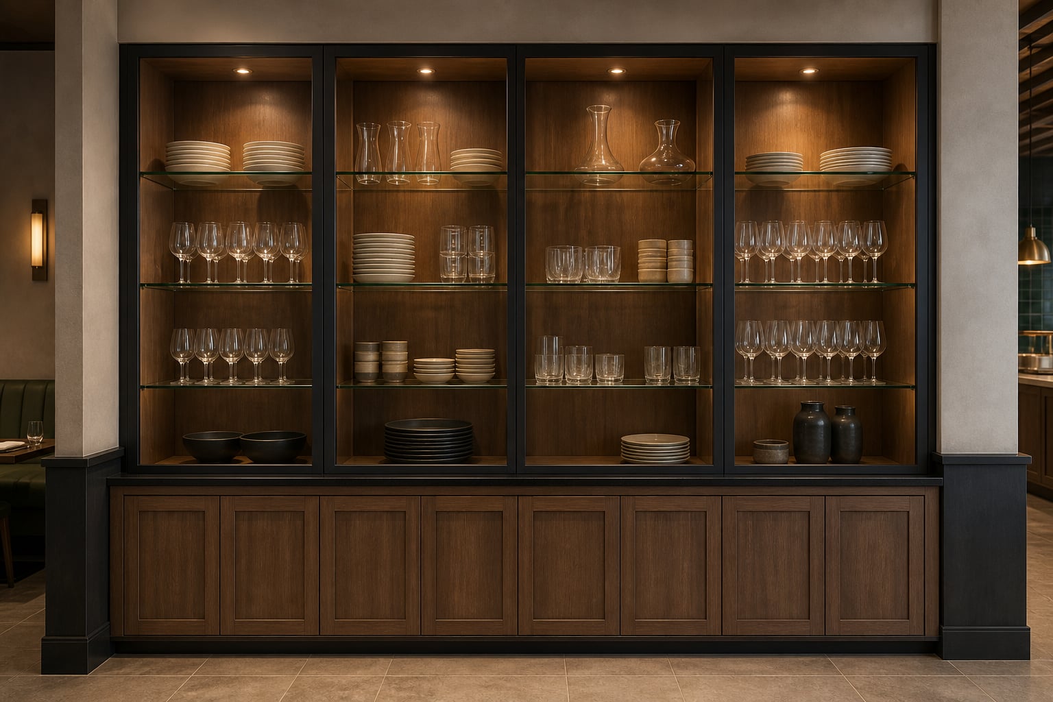 Opposite angle of restaurant display cabinets