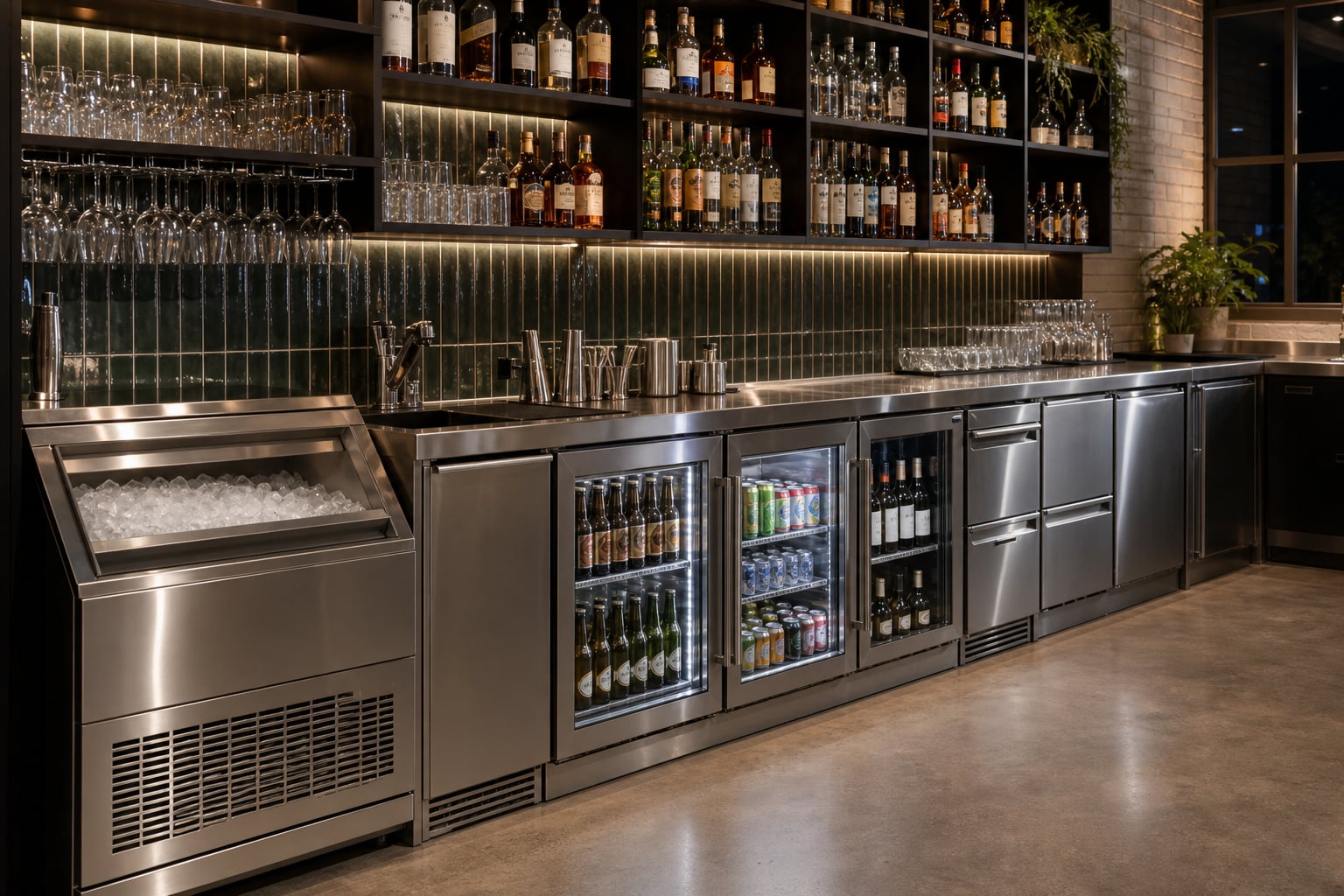 Hotel bar ice machine and bottle coolers in Westward Ho!
